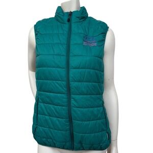 Landway Jeep Jamboree USA Puffer Vest Teal Quilted Gorpcore Outdoor Small